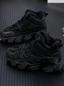 优雅风格、舒适、高帮、保暖内衬女士运动厚底鞋 - 休闲、时尚、百搭的女士厚底靴新品上市 - 黑色 - 查看 5