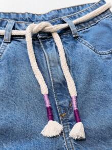 Women Denim Shorts - Rửa nhẹ - Xem 6