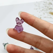 1只天然萊茵石雕刻的可愛法國鬥牛犬裝飾品,水晶裝飾