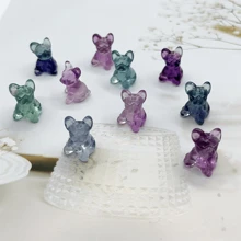 1只天然萊茵石雕刻的可愛法國鬥牛犬裝飾品,水晶裝飾