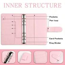 1 Set Or 2 Sets Or 5 Sets A6 Macaron Grid & Marble Pattern Binder With 6 Zipper Pouches,Back To School,School Supplies,Savings Plan,Biweekly Savings Plan,10000 Savings Plan,Savings Strategy - Pink - View 8