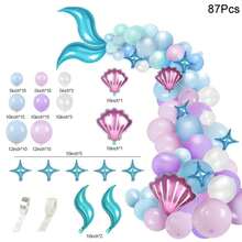 87 cái/gói Mới Mỹ nhân ngư Hình dạng Mủ cao su & Nhôm Bóng bay giấy bạc Bộ , Tiệc sinh nhật Trang trí Bóng bay - Bộ nàng tiên cá 87 món - Xem 5
