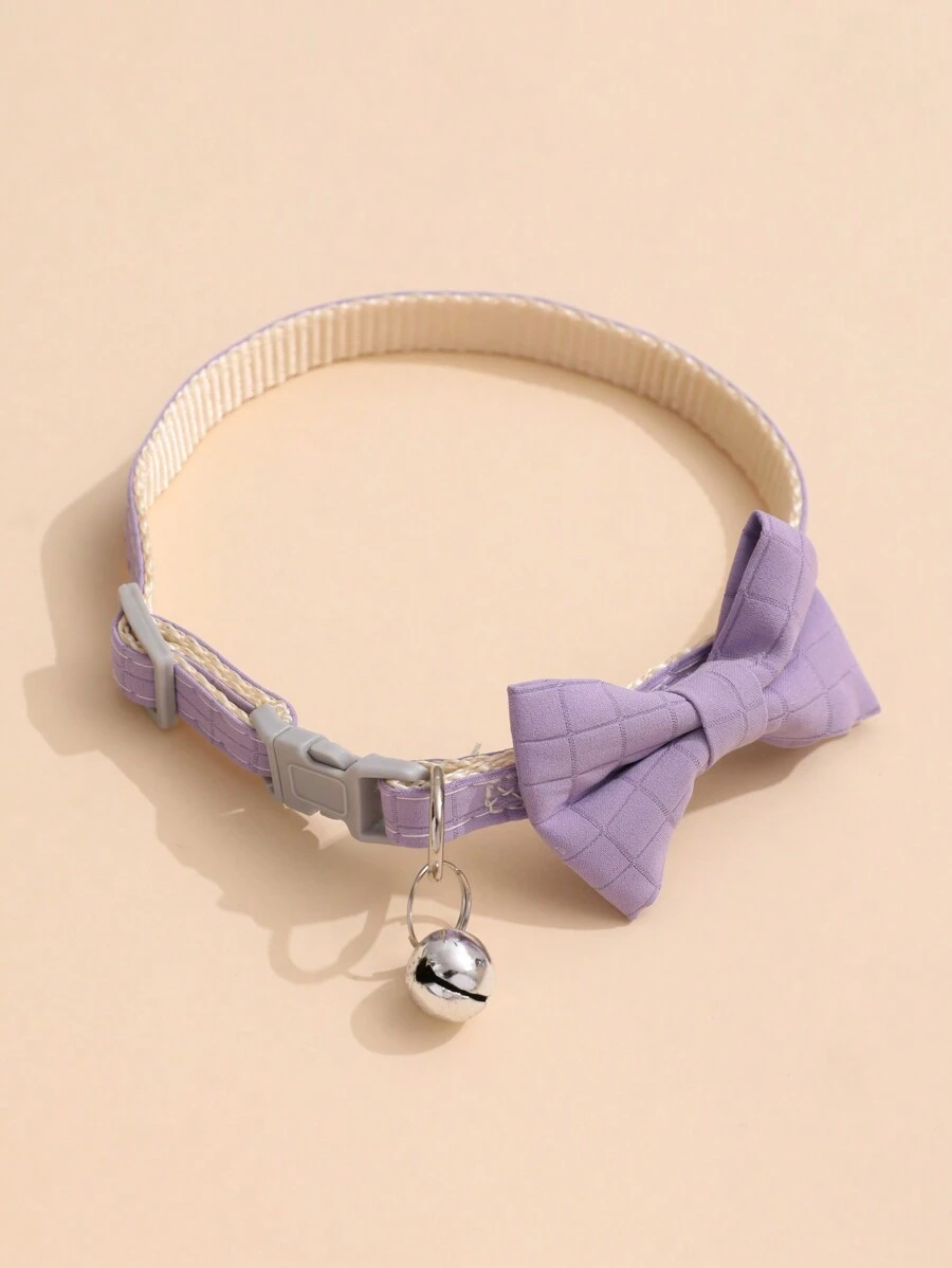 1pc Light Purple Pure Polyester Bowknot For Pets