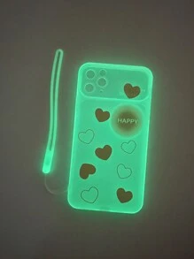 1入款發光啞紫TPU手機殼，帶心形圖案，可防摔，1入款發光矽膠掛繩，適用於iPhone、安卓、三星、小米、Oppo和Redmi型號 - 紫色 - 查看 4