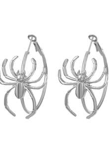 2入組歐美風格誇張大蜘蛛耳環,復古哥德風合金耳環圈,萬聖節珠寶