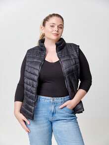 chaleco mujer tallas plus - Negro - Ver 4