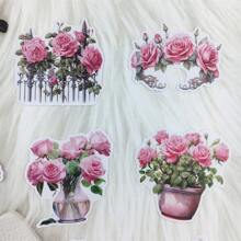 6款玫瑰主題貼紙套裝,創意粉紫黑玫瑰設計貼紙,適用於剪貼簿、日記、筆記本、相冊、情人節卡片裝飾 - 藍色 - 查看 5