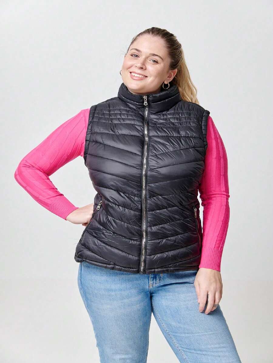 chaleco mujer tallas plus - Negro - Ver 1