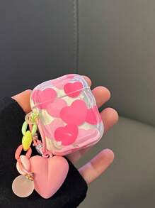 1pc Pink Heart Shaped Protective Case Compatible With Apple Wireless Airpods Pro/1st/2nd/3rd Gen - Pink - View 6