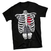 Playera Esqueleto Halloween Brilla en Oscuridad Dama - Negro - Ver 3