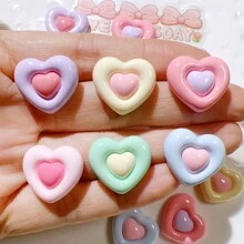 30个亮面双心形树脂DIY饰品配件，适合万圣节、夏季、学校等场合。 - 彩色 - 查看 1