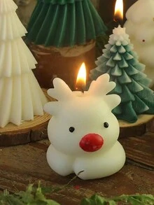 1入組聖誕鹿diy香薰蠟燭裝飾品 - 白色 - 查看 3