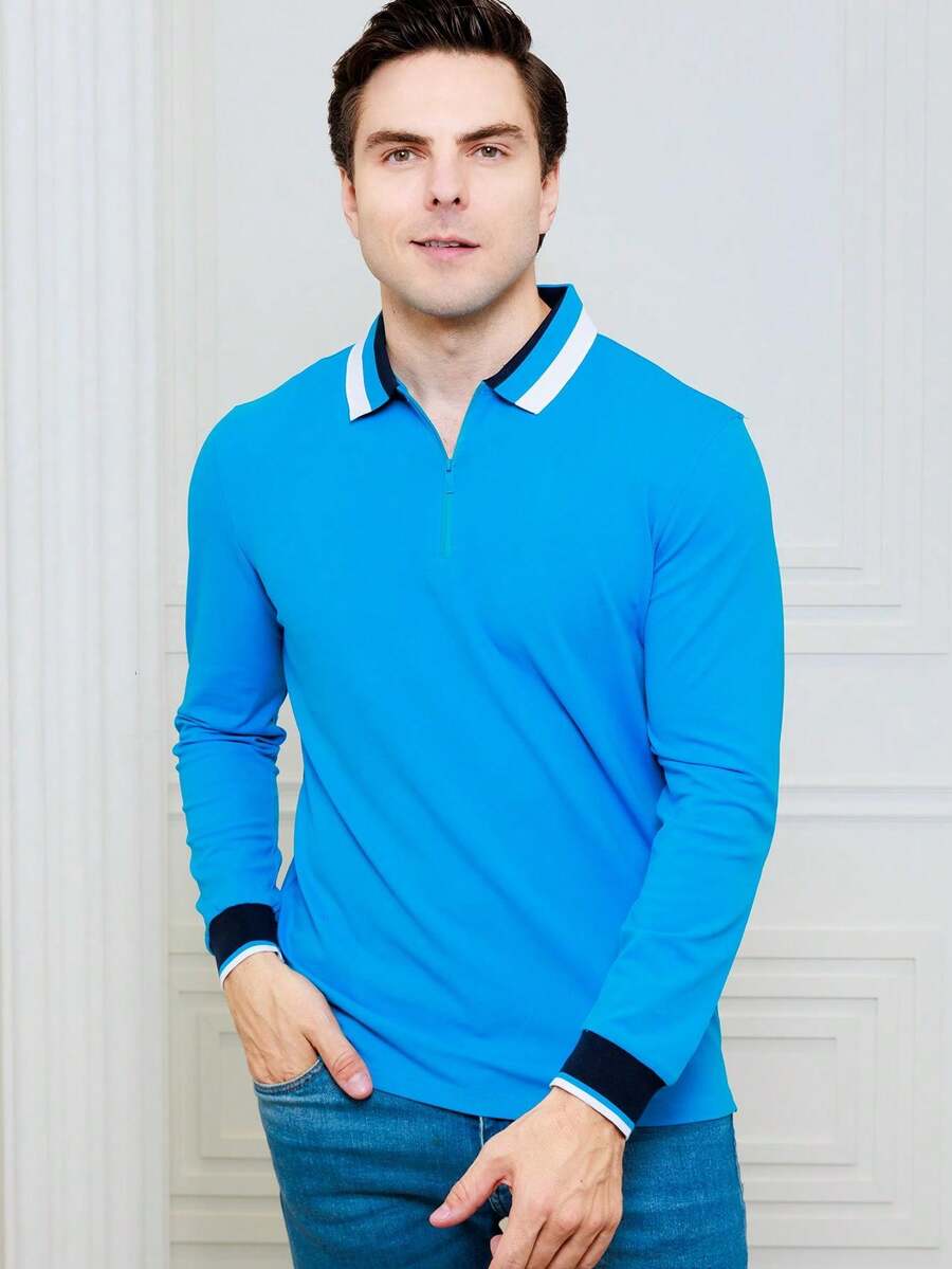 Men Polo Shirts - 藍色 - 查看 1