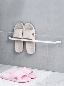 2 Piezas Soporte Para Pantuflas De Baño De Hierro Metálico Rociado En Color Blanco Con Pegatinas Adhesivas Para Cocina, Sala De Ducha, Almacenamiento Montado En La Pared Para Zapatos, Toallas, Tapas De Ollas, Sin Necesidad De Instalación/taladro - Blanco - Ver 4