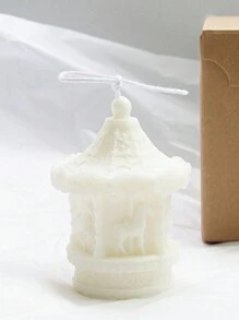 1入diy旋轉木馬形狀香薰蠟燭裝飾品 - 白色 - 查看 1