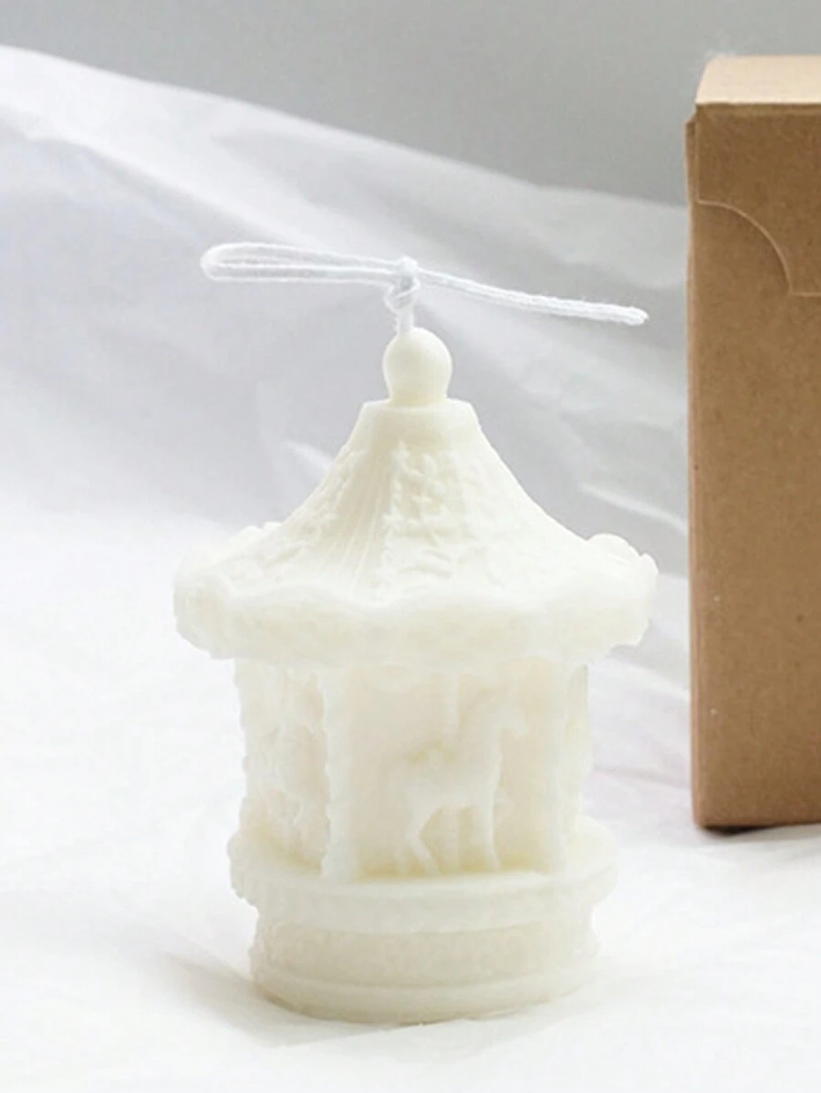 1入diy旋轉木馬形狀香薰蠟燭裝飾品 - 白色 - 查看 1