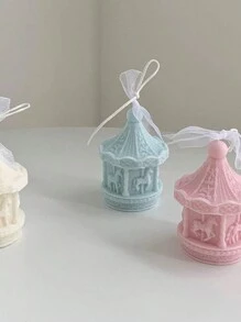 1入diy旋轉木馬形狀香薰蠟燭裝飾品 - 白色 - 查看 4