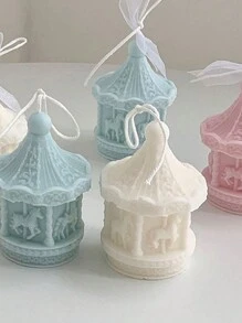 1入diy旋轉木馬形狀香薰蠟燭裝飾品 - 白色 - 查看 3