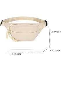 1入組白色純色耐磨耐水尼龍布腰包,胸包拉頭上飾有流蘇裝飾,多格口,大容量,帶隱藏口袋的大隔層,可斜跨腰間,適用於男女購物,運動,健身,跑步,打球,滑雪,游泳,閒暇和假日週末旅行,派對假日禮物回學校 - 白色 - 查看 6