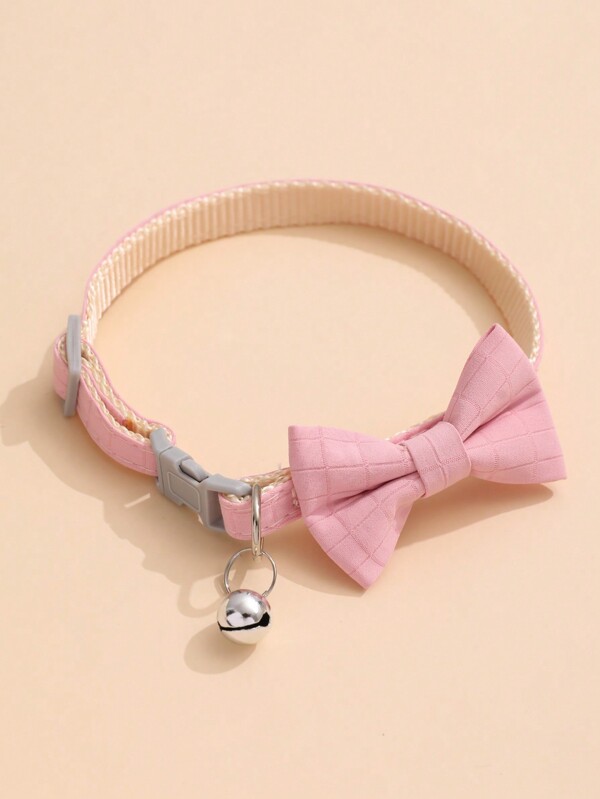 1 pieza Collar para mascota rosado unicolor poliéster corbata de lazo