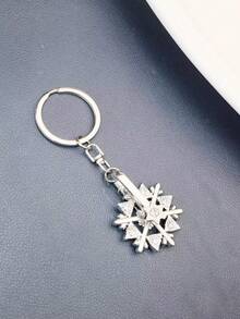 1pc Personalized & Versatile New Design Rotatable Snowflake Keychain With Rhinestones, Suitable For Men, Women, Students Backpack Pendant, Keychain Gift - Silver - View 2