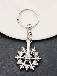 1pc Personalized & Versatile New Design Rotatable Snowflake Keychain With Rhinestones, Suitable For Men, Women, Students Backpack Pendant, Keychain Gift - Silver - View 1