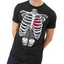 Playera Esqueleto Halloween Brilla en Oscuridad Caballero - Negro - Ver 2
