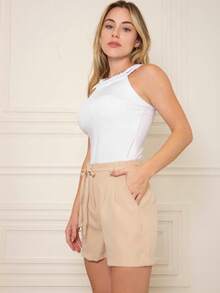Women Shorts - 卡其色 - 查看 6