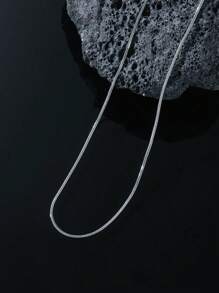 1pc Men's Simple Stainless Steel Silver Chain Necklace - Silver - View 1