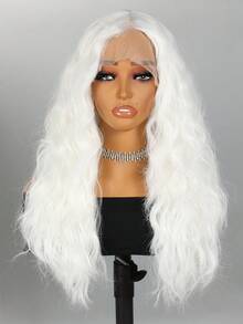 20 吋白色捲髮假髮 13*4*1 蕾絲假髮女用合成假髮