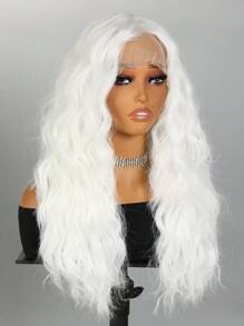 20 吋白色捲髮假髮 13*4*1 蕾絲假髮女用合成假髮