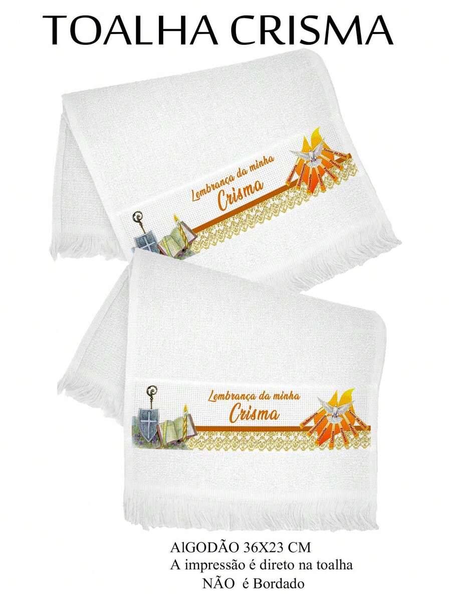 50 Toalhas Crisma , Lembrancinha Crisma Toalhinha Crisma, Toalha Personalizada Crisma - Branco - Visão 1