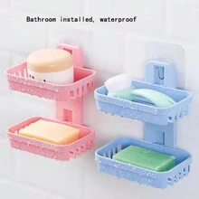 Hai lớp Hộp xà phòng , Đục lỗ-free Hộp thoát nước Đối với Rèm cửa nhà tắm , Giá để đồ trong phòng tắm - màu xanh lá - Xem 3