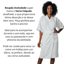 Roupão de Banho Atoalhado E Aveludado Adulto Feminino Masculino pós banho macio - Branco - Visão 10