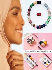 1pc Strong Magnetic Women's Heart Shaped Scarf & Shawl Clip, Anti-slip Privacy Magnet Brooch - Star - View 2