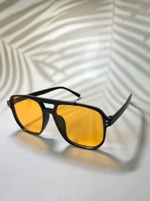 1pc Men's Double-Beam Square Frame Rubberized Fashion Glasses, Classic & Lightweight, Suitable For Travel, Vacation, Daily, Beach, And Outdoor Activities Casual Beach Accessories Glasses Shades For Summer Beach Vacation,Outdoor,Travel