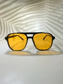 1pc Men's Double-Beam Square Frame Rubberized Fashion Glasses, Classic & Lightweight, Suitable For Travel, Vacation, Daily, Beach, And Outdoor Activities Casual Beach Accessories Glasses Shades For Summer Beach Vacation,Outdoor,Travel