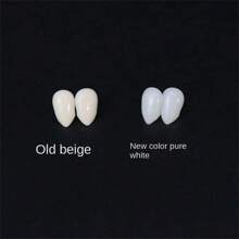 1 Par De Colmillos De Vampiro, Dientes De Zombie, Caninos Puntiagudos, Dentadura Postiza De Dientes Torcidos Para Disfraz De Halloween - Amarillo - Ver 2