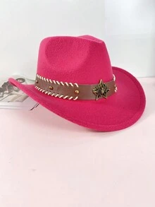 1頂男女皆宜的西部牛仔帽、爵士福爾摩帽,羊毛呢帽。寬邊帽,配有簡潔的鉚釘、公牛頭、蜜蜂和珍珠細節。適合日常穿著,也是送給朋友的絕佳禮物。