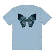 Nearly There Butterfly Front Graphic Unisex Cotton Short-Sleeve T-Shirt - Màu xanh lam - Xem 2