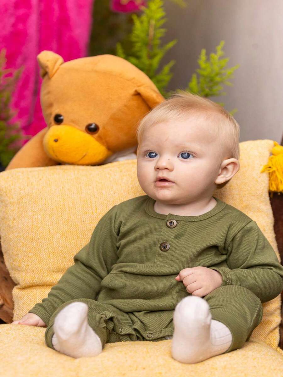 Baby Boys Jumpsuits - xanh quân đội - Xem 1