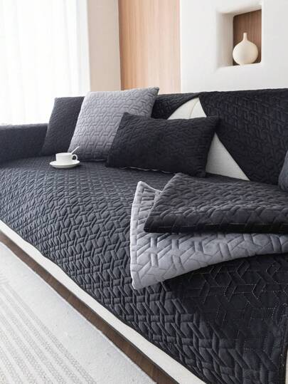 1 件几何绗缝天鹅绒沙发垫，简约风格，防滑靠背，宠物友好，柔软多功能防污防尘，节日装饰沙发套，适合靠背、扶手，四季皆宜