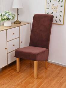 1 Miếng Độ co giãn Cao Đơn giản Màu bạc Con cáo Nhung Bọc Ghế ăn , Nhà hàng Chống bụi Màu thuần Trang trí Bao ghế - Cà phê nâu - Xem 7