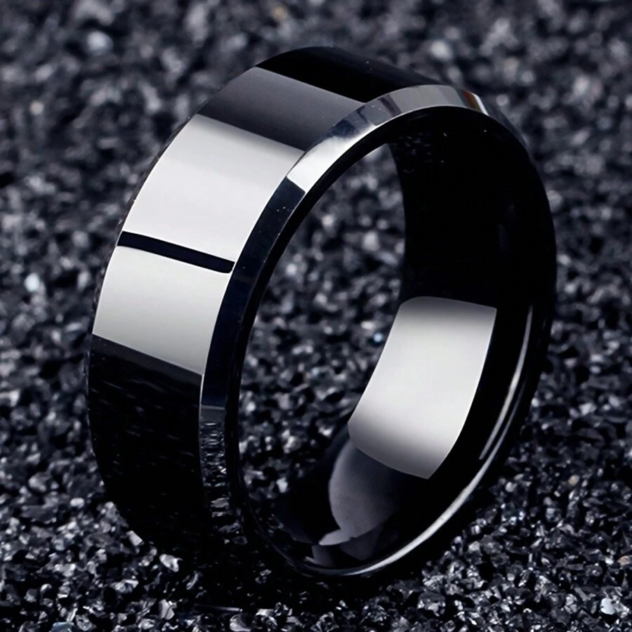 1只男士簡約黑色平滑不銹鋼頸鍊,送男友、父親或兒子的珠寶禮物