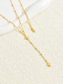 LIEBEIRIS 1pc Tassel Cross Stainless Steel Necklace (Assorted Colors)