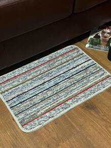 Tapete de Porta Borrachado Trança Microfibra Antiderrapante 40x60 Cm - Bege - Visão 1