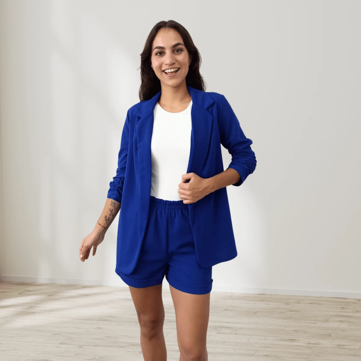 Set de blazer y short formal de moda elegante - Azul - Ver 1