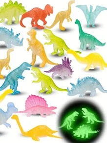 12入組風格和顏色隨機發光迷你恐龍公仔玩具，適合派對、紙杯蛋糕禮帽、禮袋、獎品、復活節彩蛋填充物、感恩節和聖誕節禮物