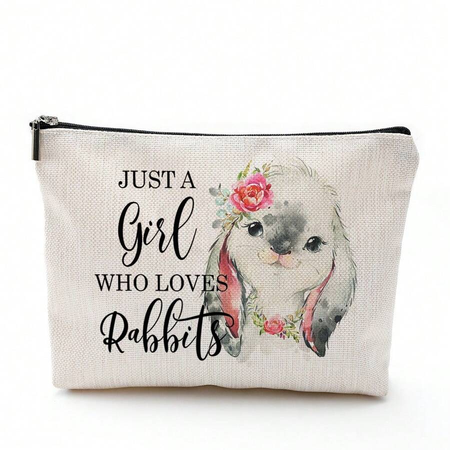 1pc Rabbit Printed Cosmetic Bag For Girls - 6 - View 1