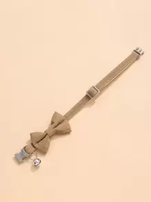 1 pieza Collar de mascota de unicolor marrón de poliéster con lazo